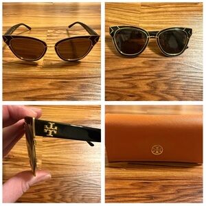 Tory Burch Black and Gold Cat-Eye Sunglasses